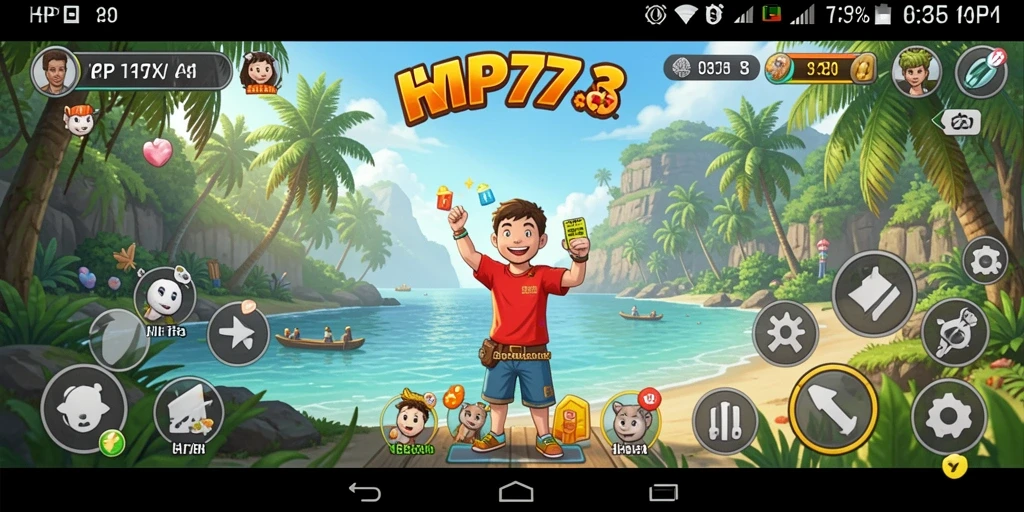 Screenshot HP777 menunjukkan gameplay santai yang menghibur dan penuh warna.
