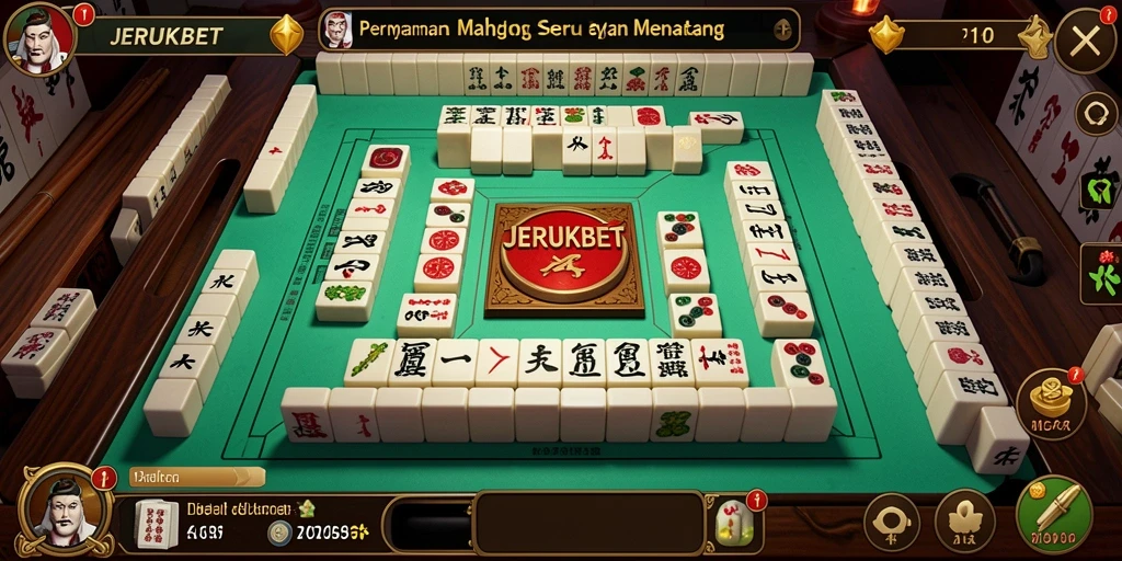 Tampilan gameplay menantang dalam JERUKBET dengan suasana Mahjong yang menyenangkan.